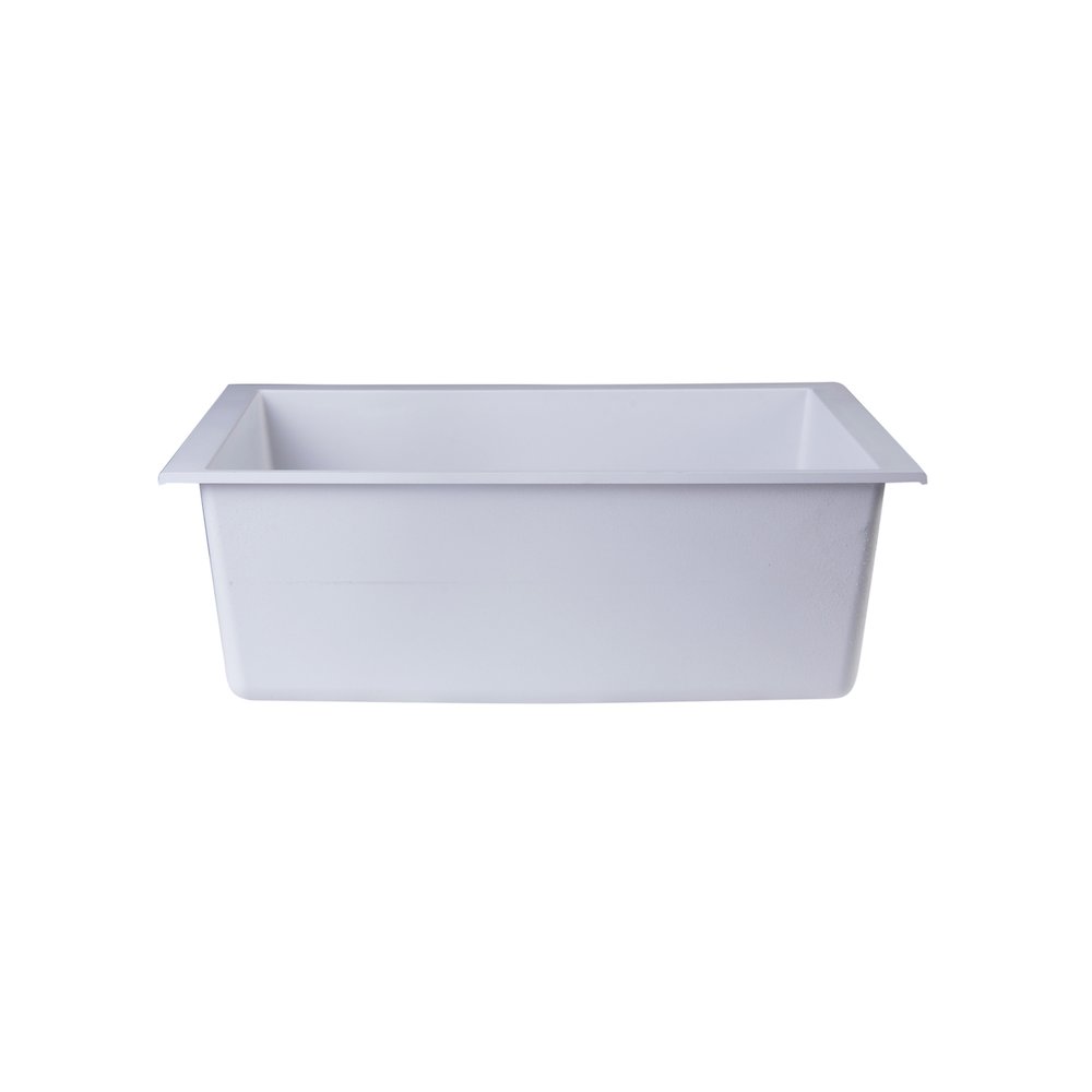 White 24" Undermount Single Bowl Granite Composite Kitchen Sink. Picture 9