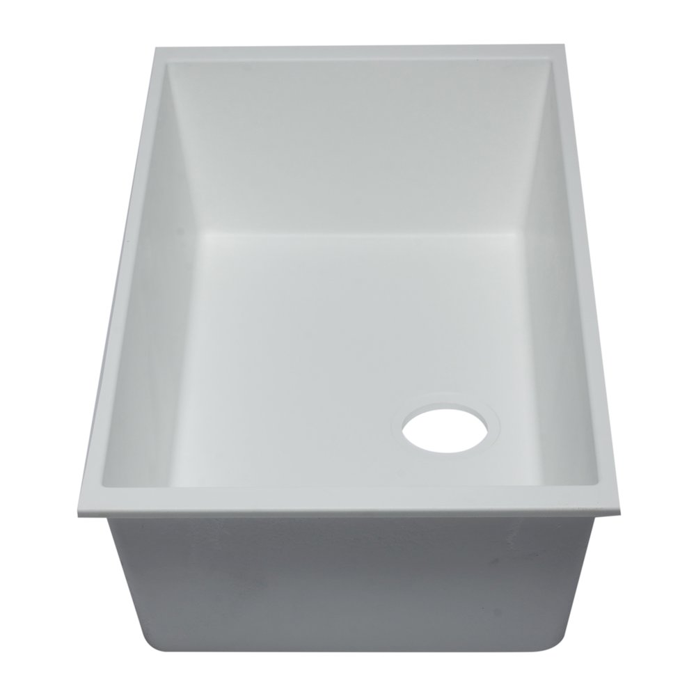 White 33" Single Bowl Undermount Granite Composite Kitchen Sink. Picture 5