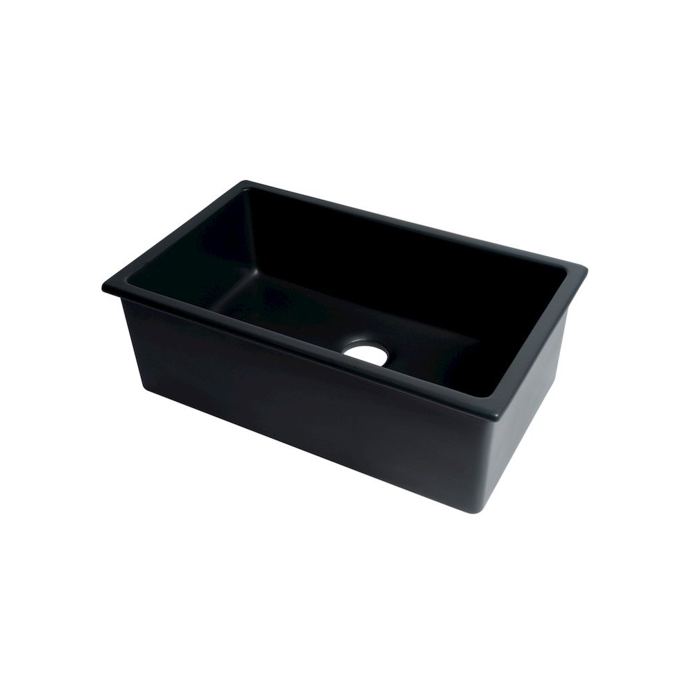 Black Matte 30" x 18" Fireclay Undermount / Drop In Fireclay Kitchen Sink. Picture 1