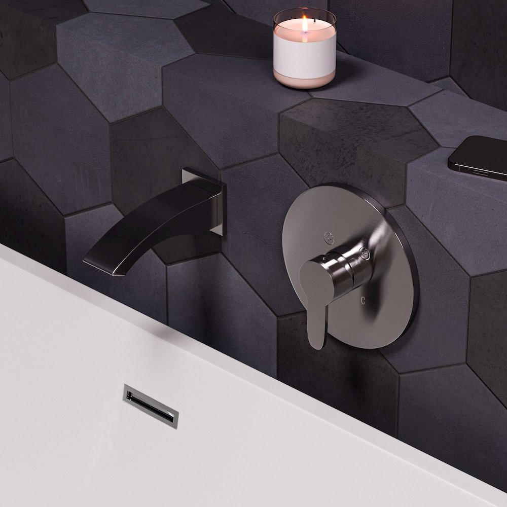 Brushed Nickel Shower Valve Mixer with Rounded Lever Handle. Picture 5