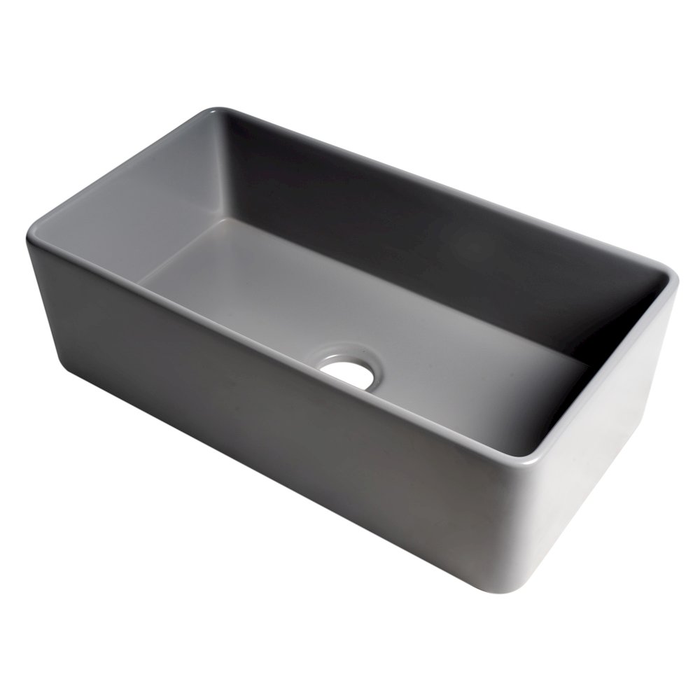 Gray Matte Smooth Apron 33" x 18" Single Bowl Fireclay Farm Sink. Picture 1