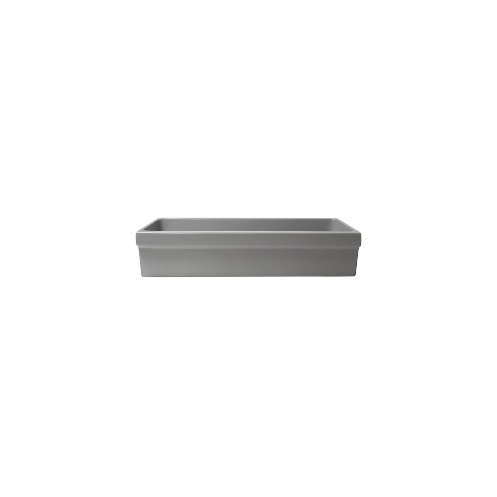 36" Grey Matte Above Mount Fireclay Bathroom Trough Sink. Picture 6
