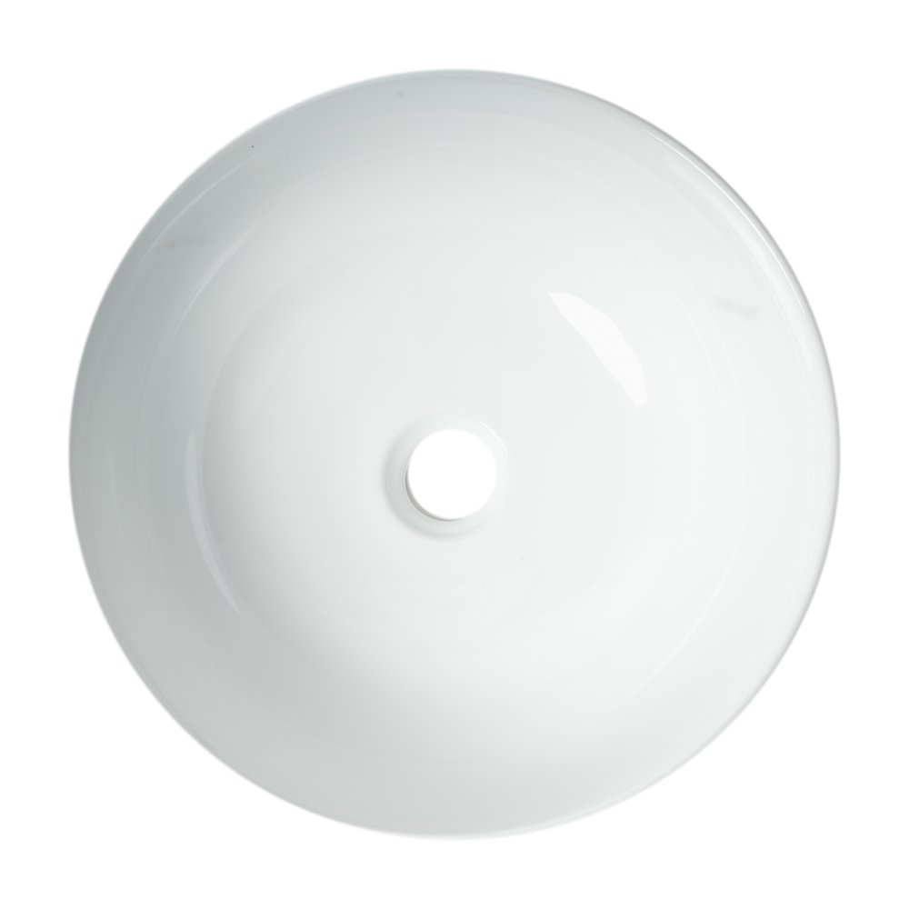 Black & White 15" Round Vessel Above Mount Ceramic Sink. Picture 9