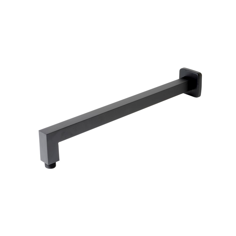 Black Matte 16" Square Wall Shower Arm. Picture 1
