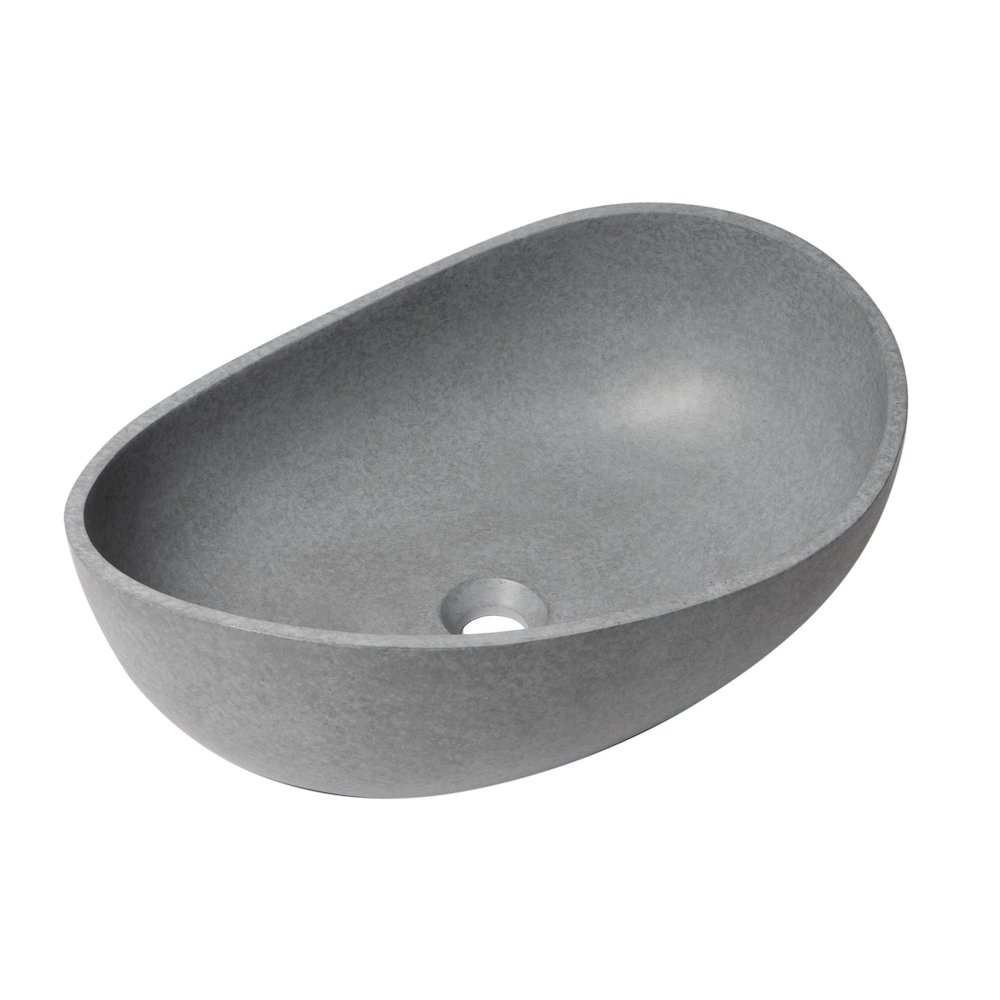 23" Solid Concrete Wavy Oval Above Mount Vessel Sink. Picture 1
