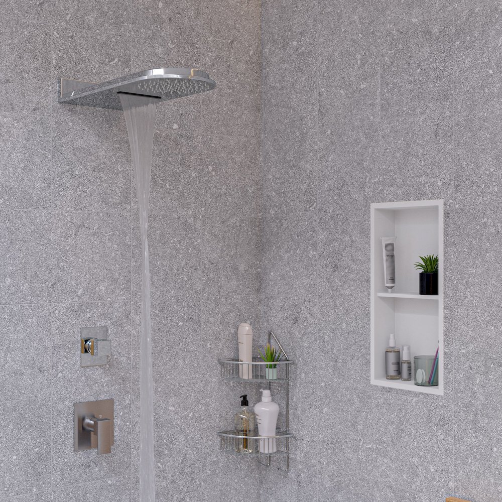 Brushed Nickel Modern Square Pressure Balanced Shower Mixer. Picture 10