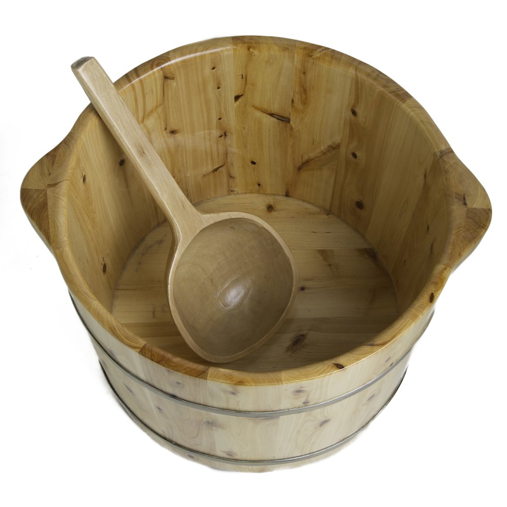 Round Wooden Cedar Foot Soaking Tub. Picture 2