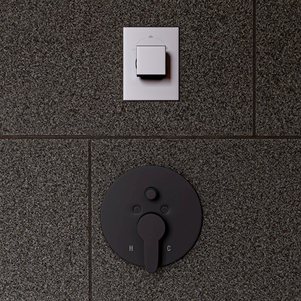Black Matte Shower Valve with Rounded Lever Handle and Diverter. Picture 7