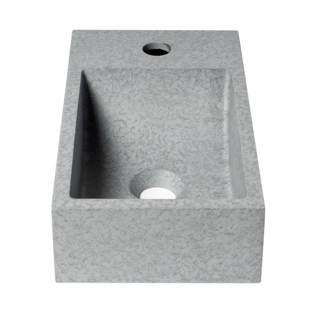 16" Small Rectangular Solid Concrete Gray Matte Wall Mounted Bathroom Sink. Picture 7