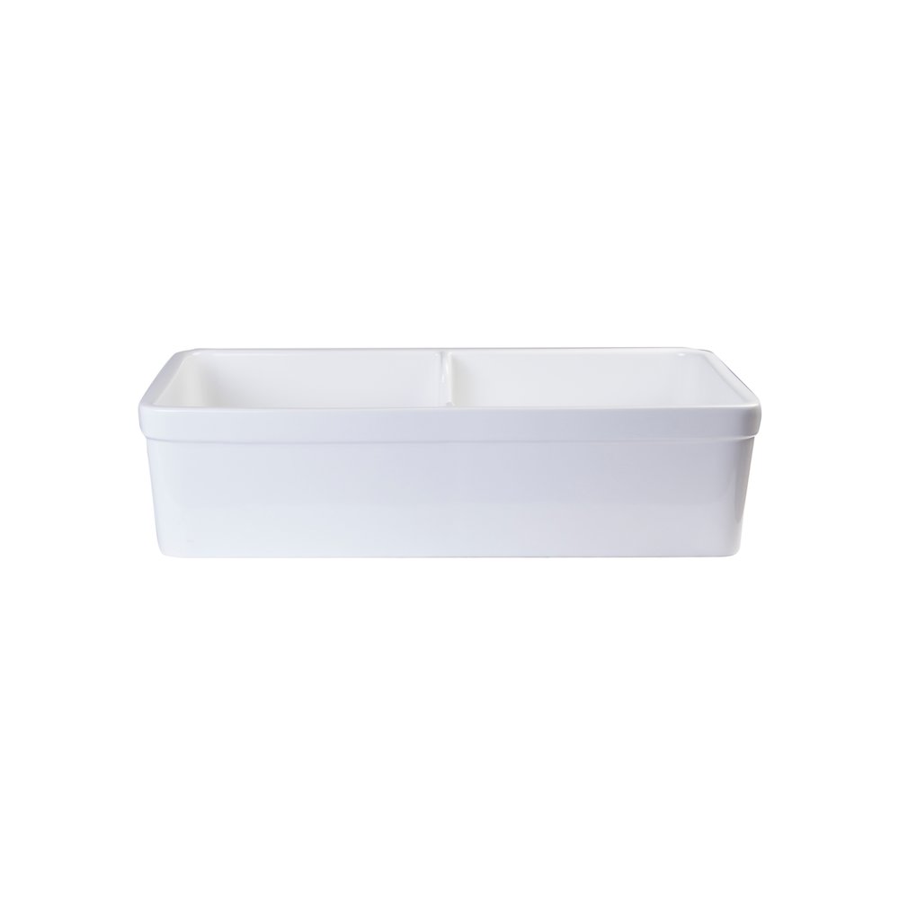White 32" Short Wall Double Bowl Lip Apron Fireclay Farmhouse Kitchen Sink. Picture 5
