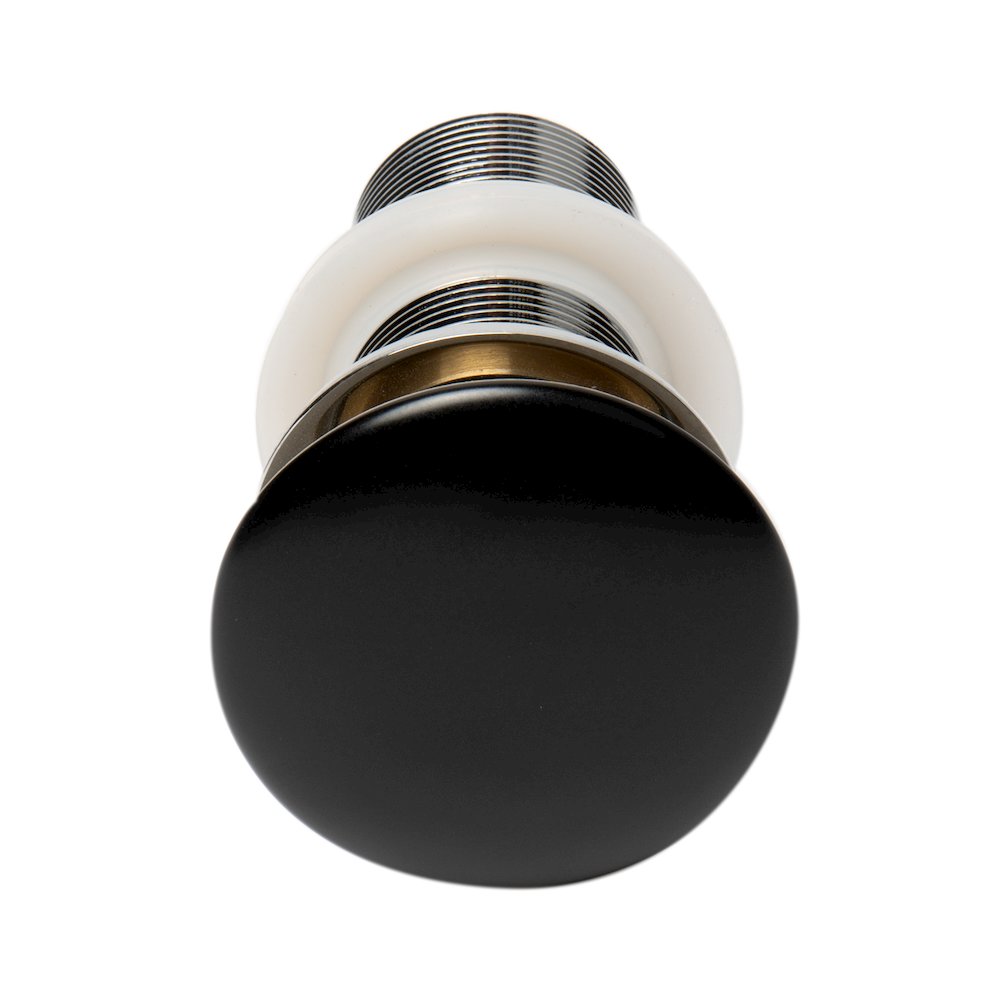 Black Matte Ceramic Mushroom Top Pop Up Drain for Sinks without Overflow. Picture 2