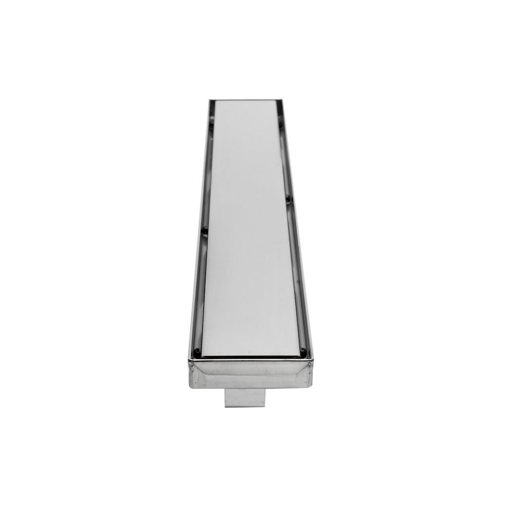24" Modern Polished Stainless Steel Linear Shower Drain with Solid Cover. Picture 4