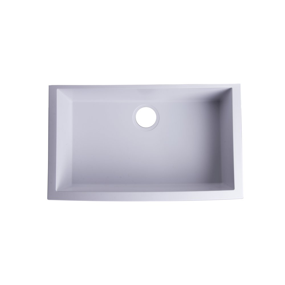 White 30" Undermount Single Bowl Granite Composite Kitchen Sink. Picture 1