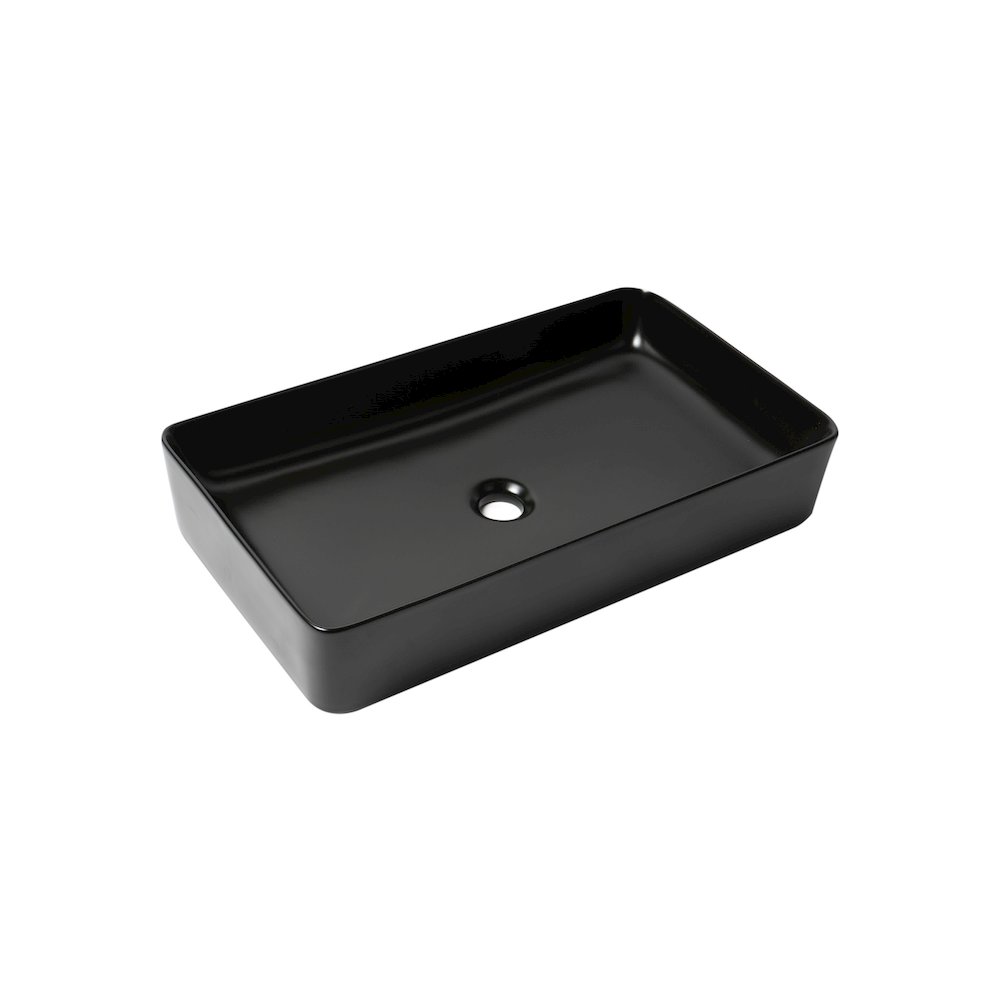 Black Matte 24" Modern Rectangular Above Mount Ceramic Sink. Picture 1