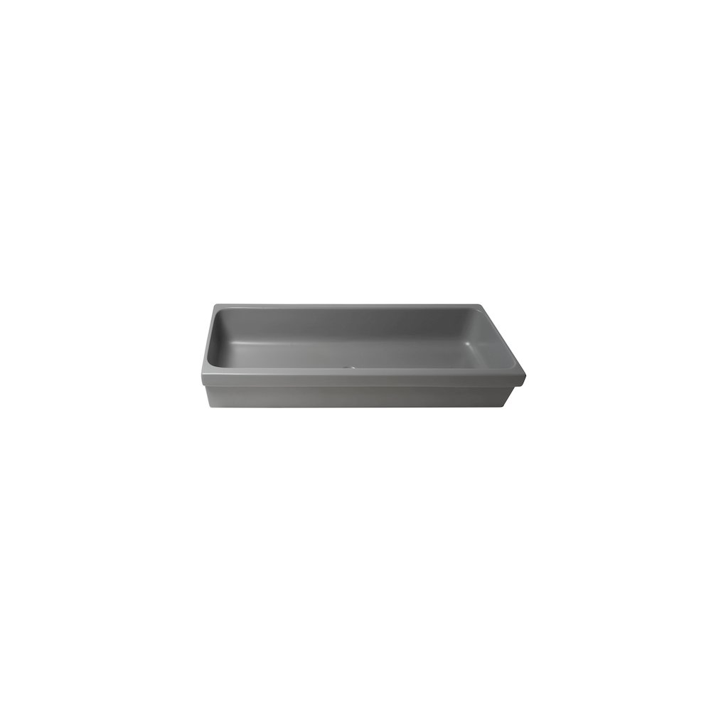 48" Grey Matte Above Mount Fireclay Bathroom Trough Sink. Picture 1