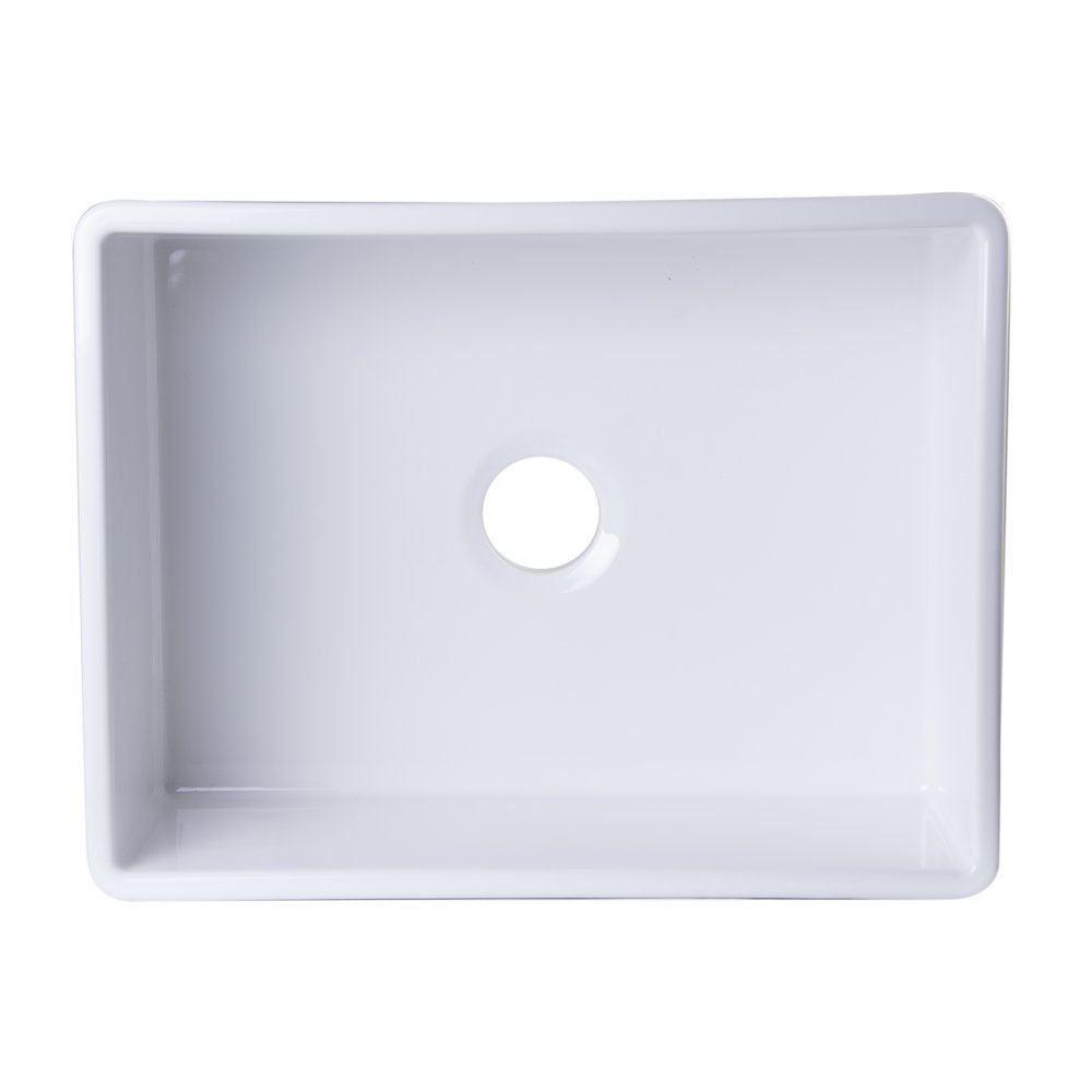 White 26" Contemporary Smooth Apron Fireclay Farmhouse Kitchen Sink. Picture 8