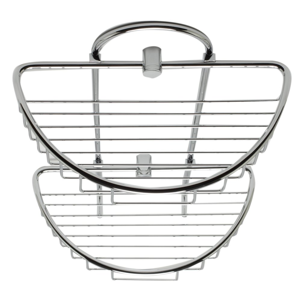 Polished Chrome Wall Mounted Double Basket Shower Shelf Bathroom Accessory. Picture 3