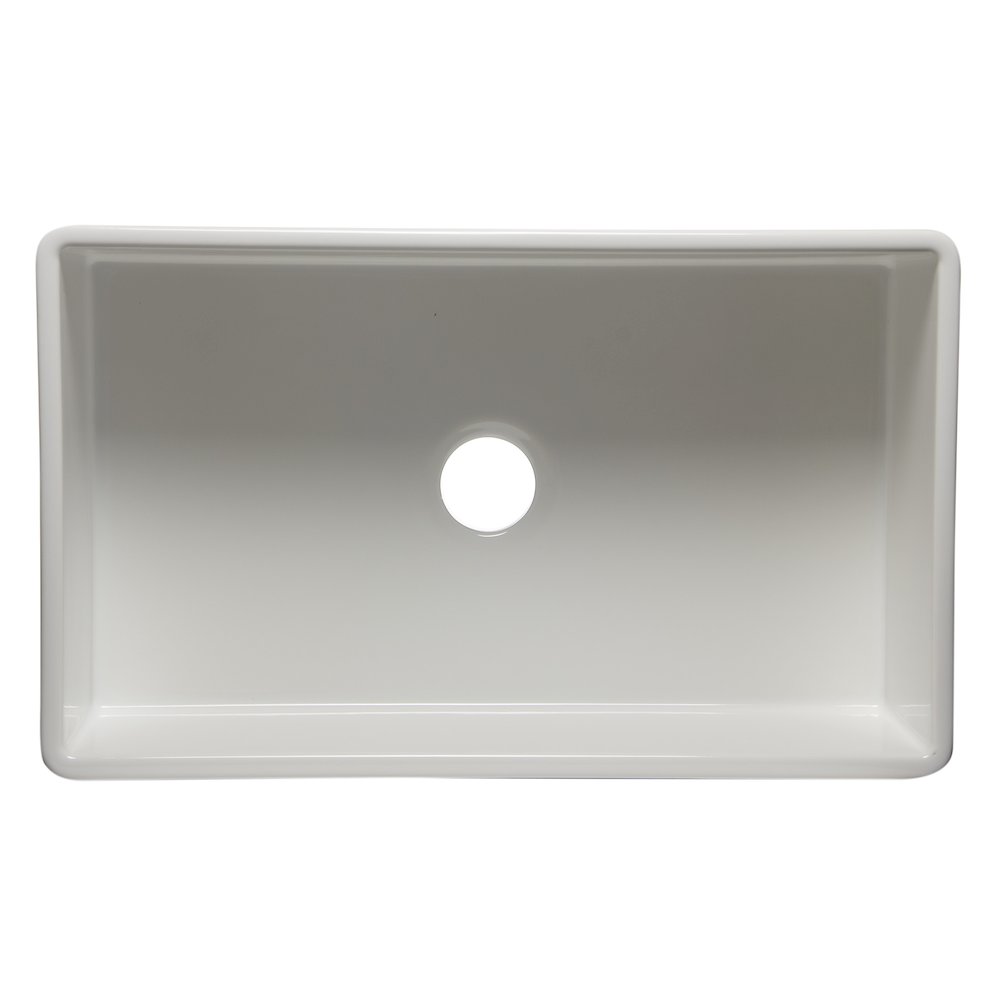 33" White Single Bowl Fluted Apron Fireclay Farm Sink. Picture 2