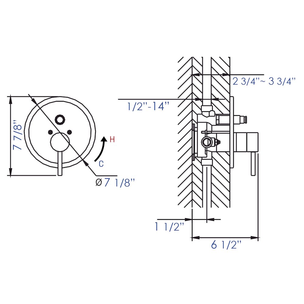 Brushed Nickel Pressure Balanced Round Shower Mixer with Diverter. Picture 6
