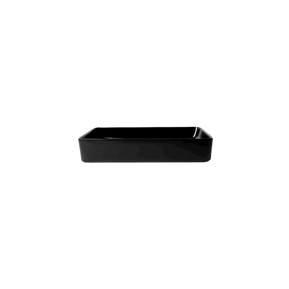 Black Matte 24" Modern Rectangular Above Mount Ceramic Sink. Picture 5