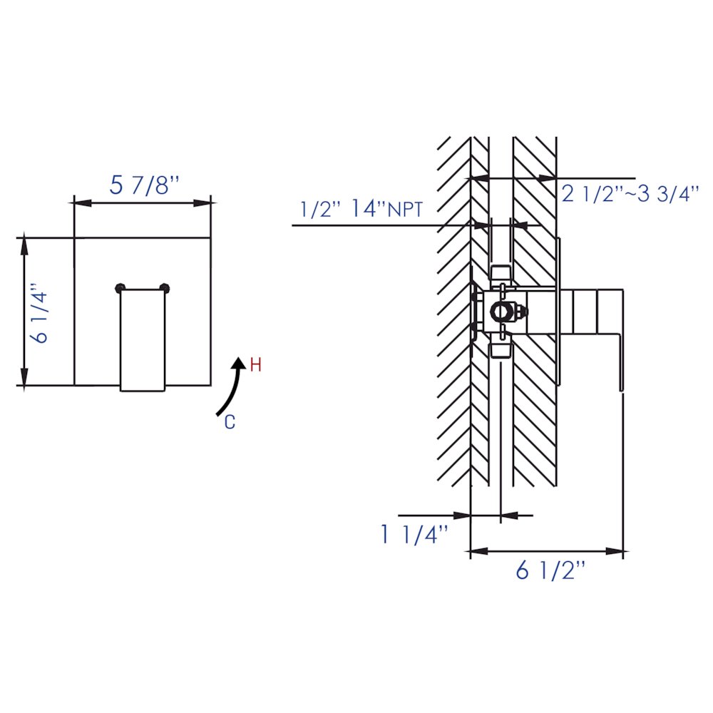 Brushed Nickel Modern Square Pressure Balanced Shower Mixer. Picture 6