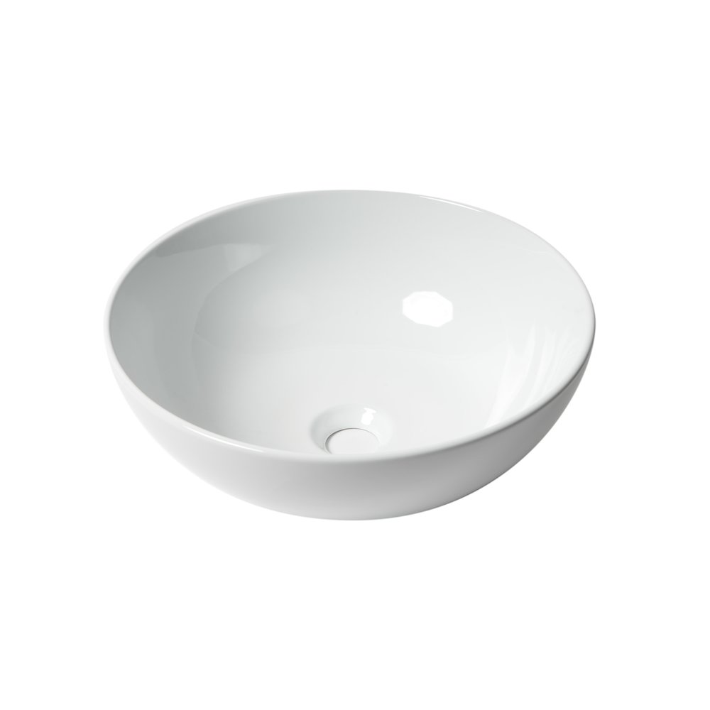 White 15" Round Vessel Bowl Above Mount Ceramic Sink. Picture 1