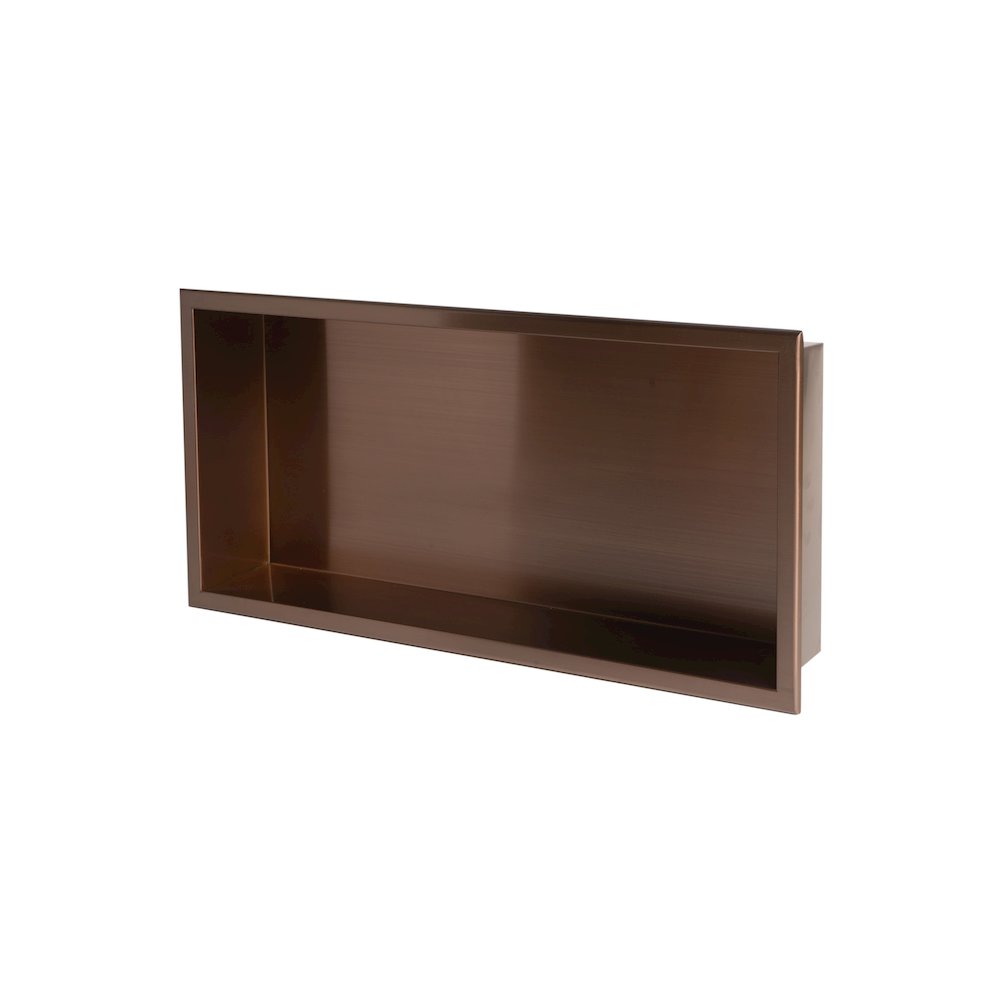 Brushed Copper PVD Stainless Steel Horizontal Single Shelf Shower Niche. Picture 7