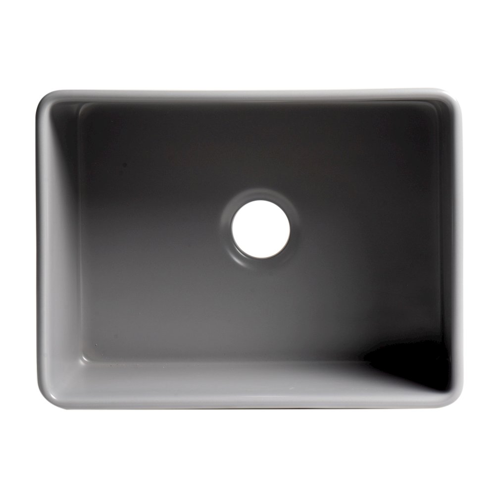 Gray Matte Smooth Apron 24" x 18" Single Bowl Fireclay Farm Sink. Picture 8