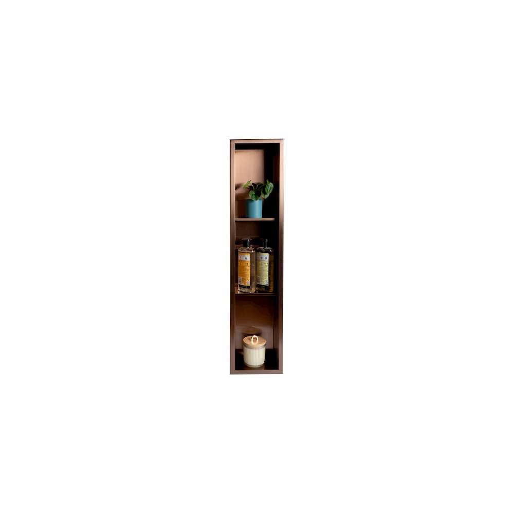 8" x 36" Brushed Copper PVD Stainless Steel Vertical Triple Shelf Shower Niche. Picture 7