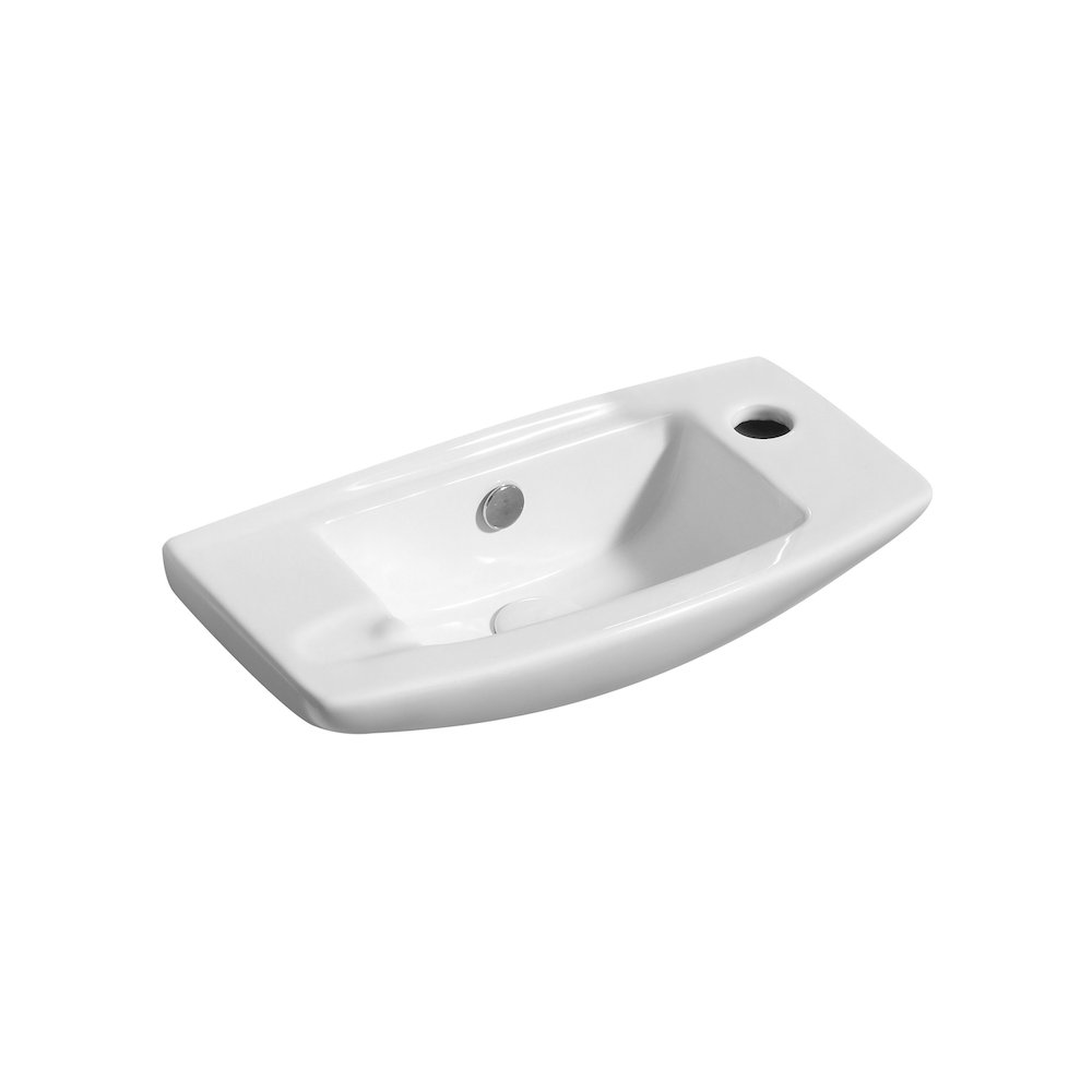 White 20" Small Wall Mounted Ceramic Sink with Faucet Hole. Picture 1