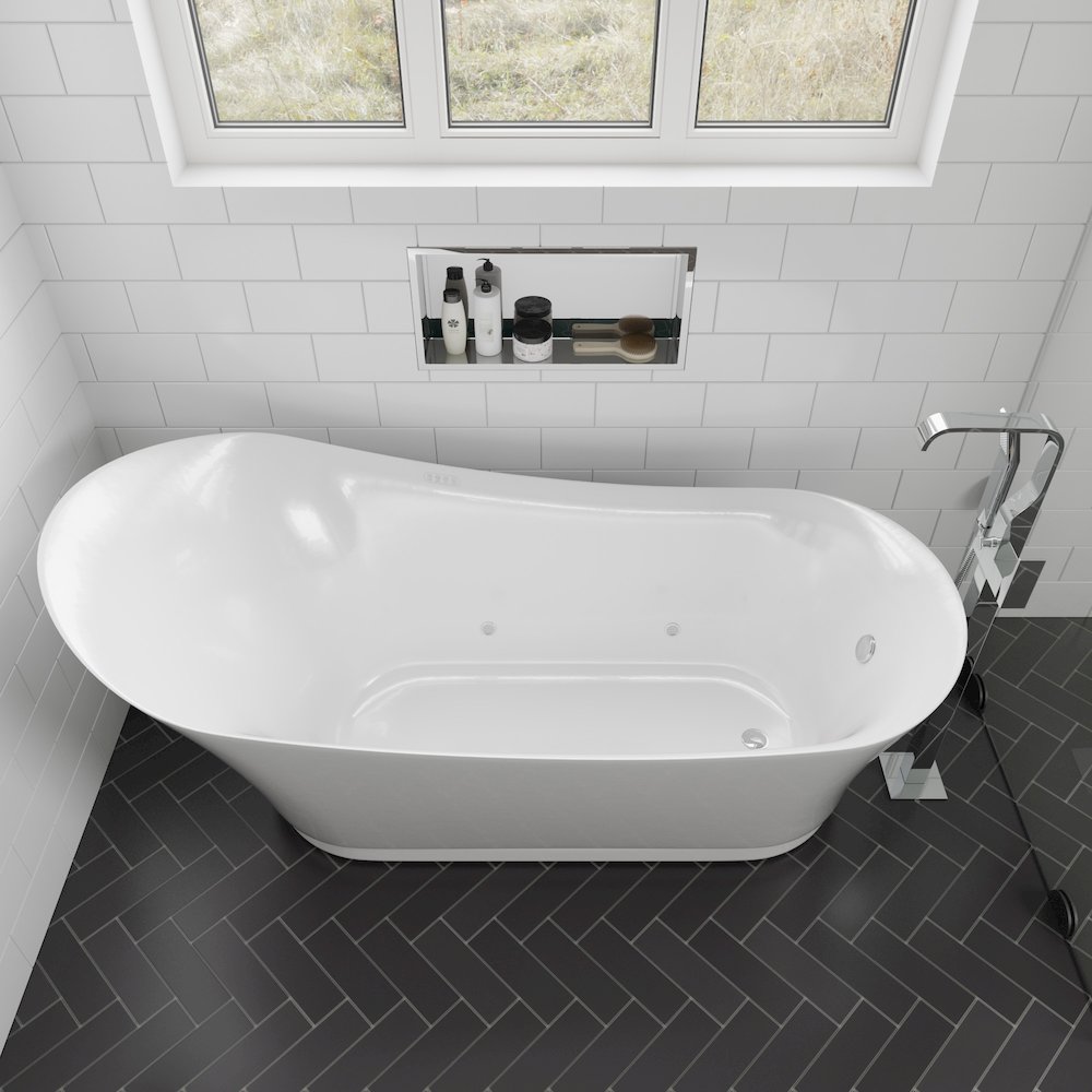 6 Foot White Free Standing Air Bubble Bathtub. Picture 5
