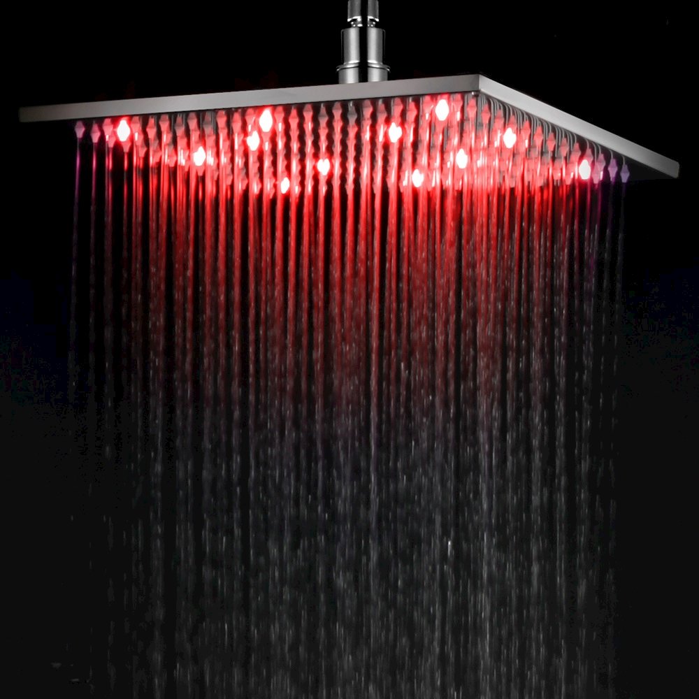 Polished Chrome 12" Square Multi Color LED Rain Shower Head. Picture 2