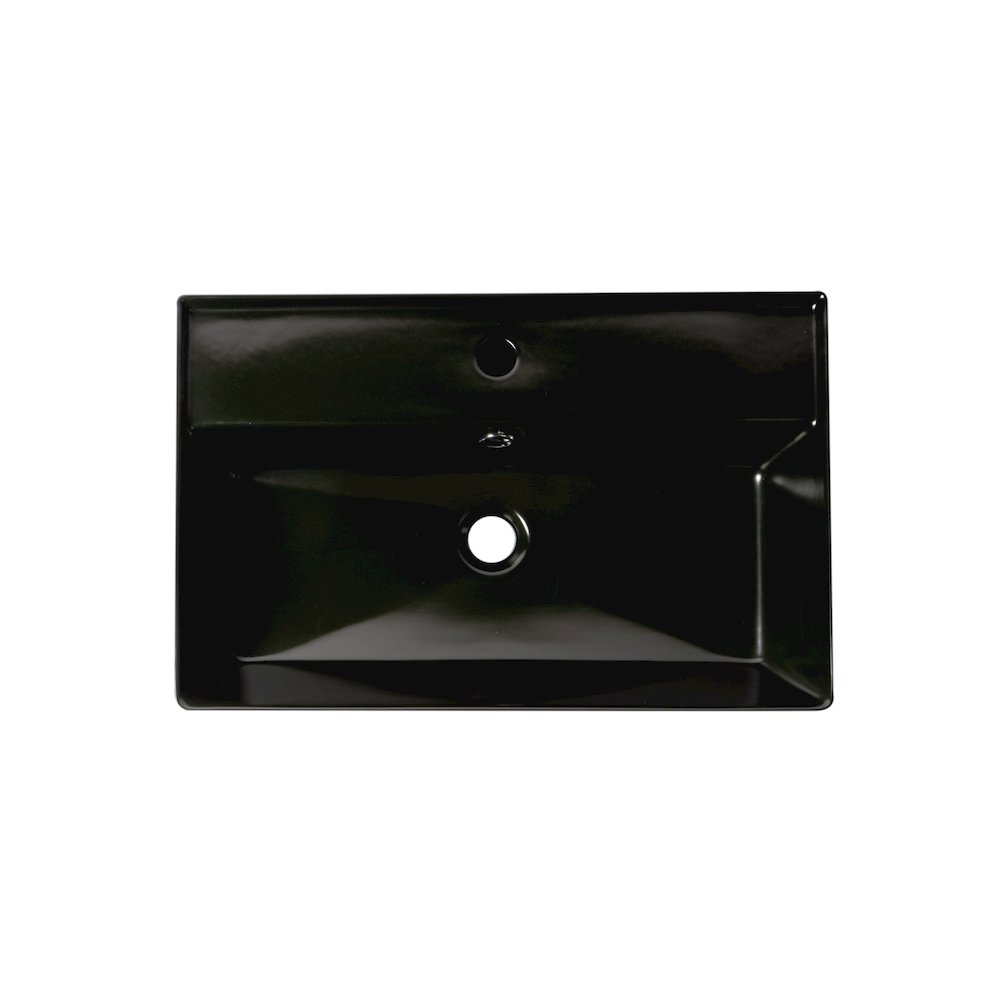 Black Matte 24" Modern Rectangular Above Mount Ceramic Sink with Faucet Hole. Picture 5