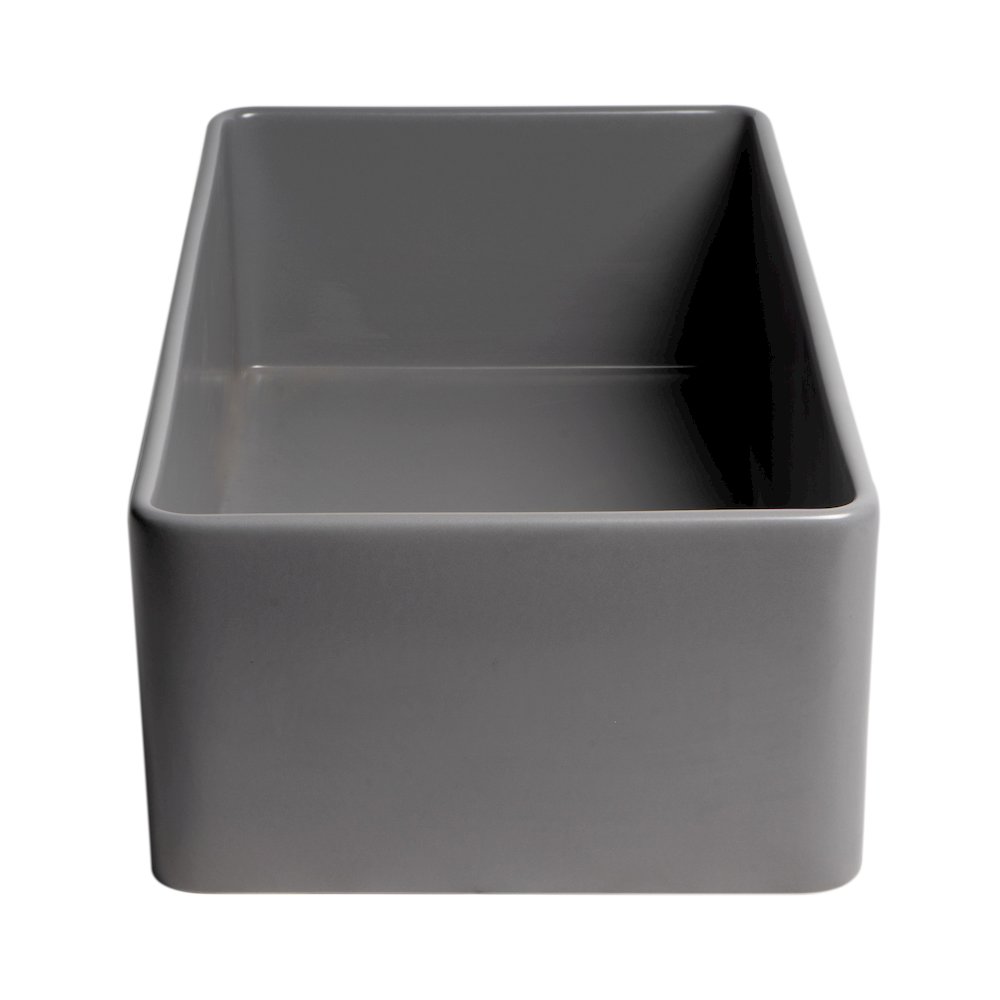 Gray Matte Smooth Apron 36" x 18" Single Bowl Fireclay Farm Sink. Picture 5