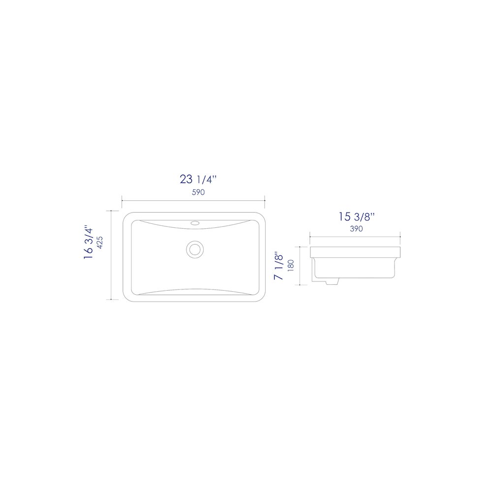 White 24" Rectangular Undermount Ceramic Sink. Picture 6