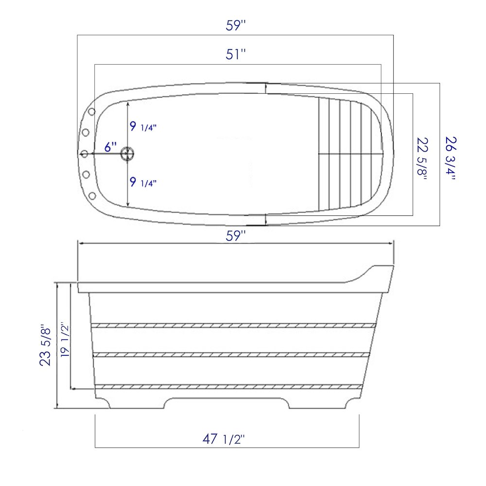 59" Free Standing Wooden Bathtub with Chrome Tub Filler. Picture 9