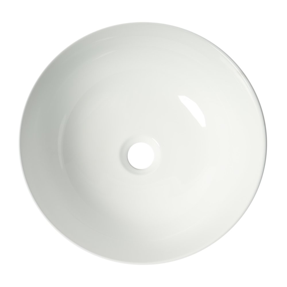 White 15" Round Vessel Bowl Above Mount Ceramic Sink. Picture 9