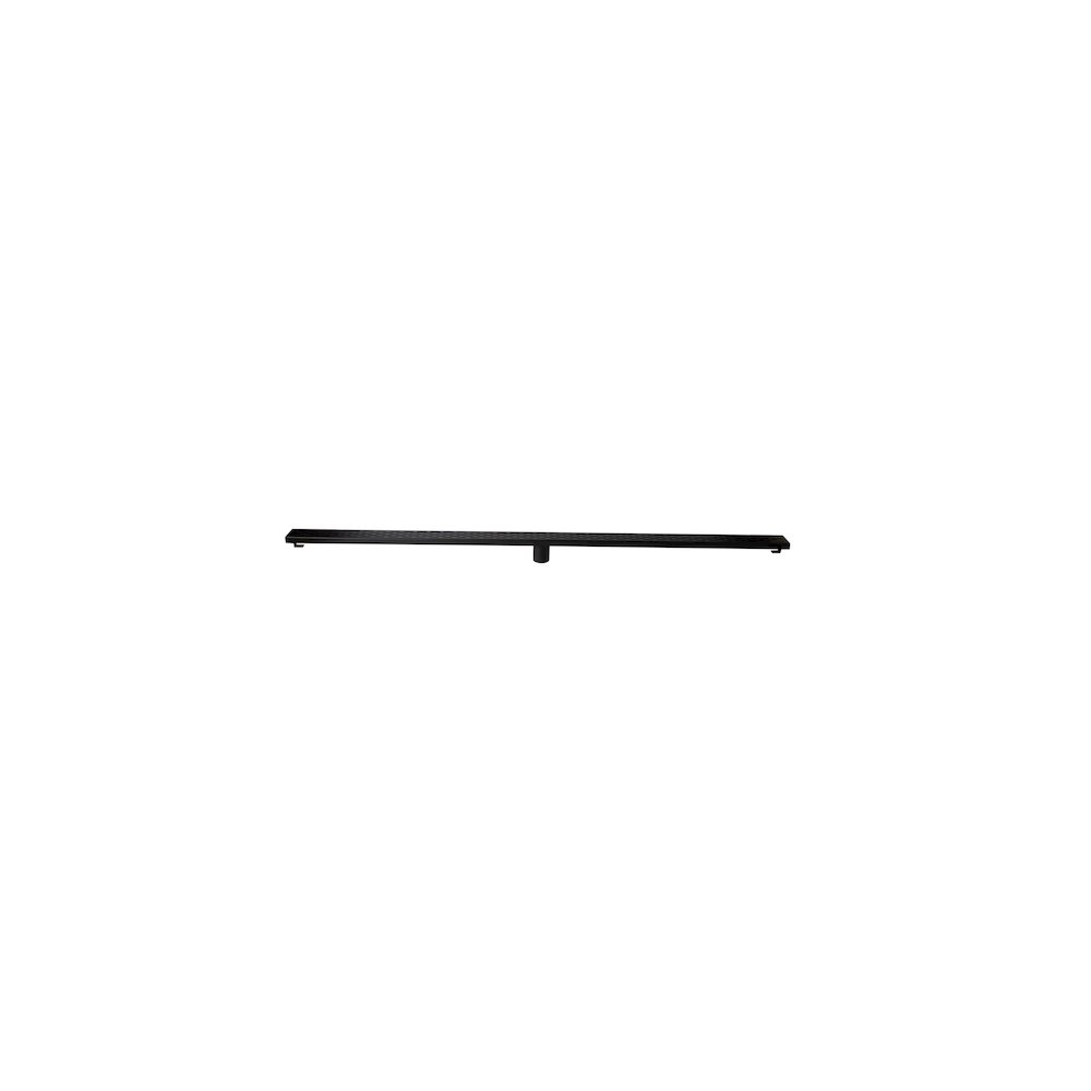 59" Black Matte Stainless Steel Linear Shower Drain with Groove Holes. Picture 1