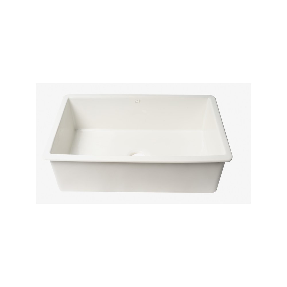 Fireclay White 32" x 19" Single Bowl Undermount / Drop In Kitchen Sink w Grid. Picture 4
