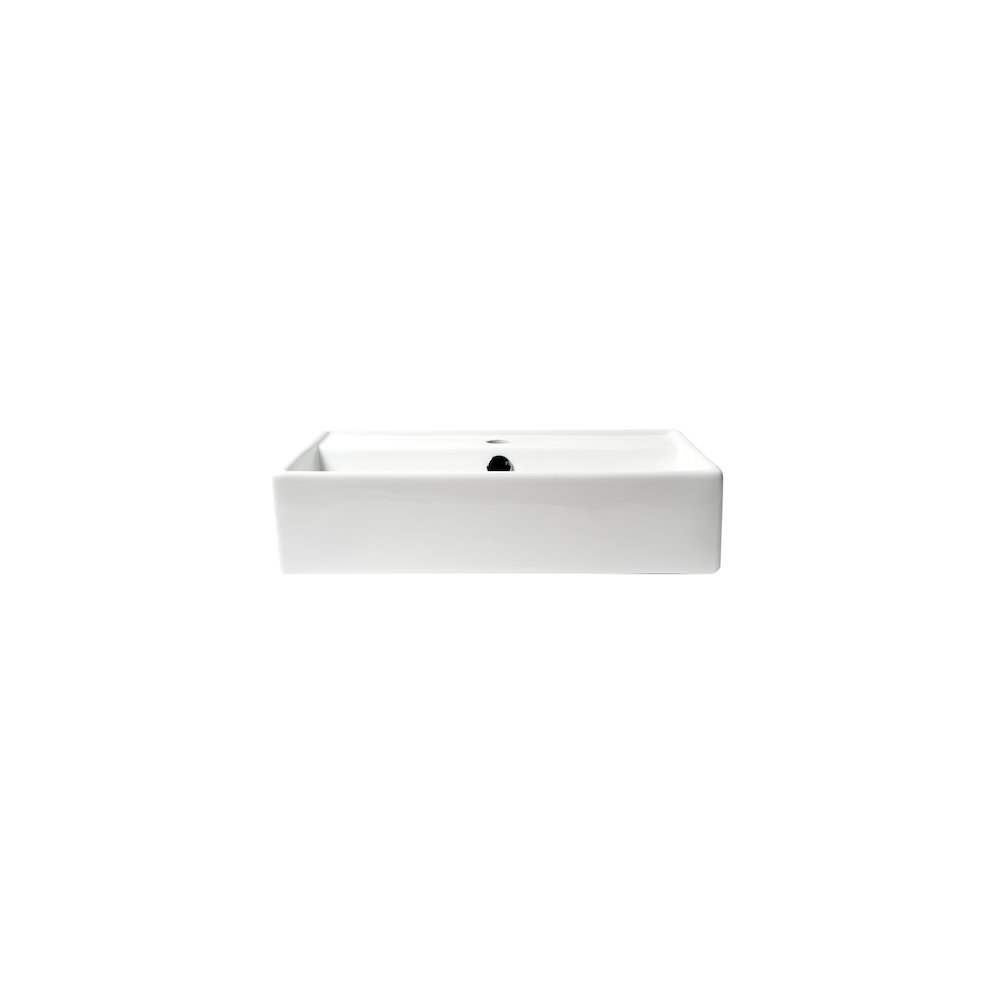 White 22" Rectangular Wall Mounted Ceramic Sink with Faucet Hole. Picture 7