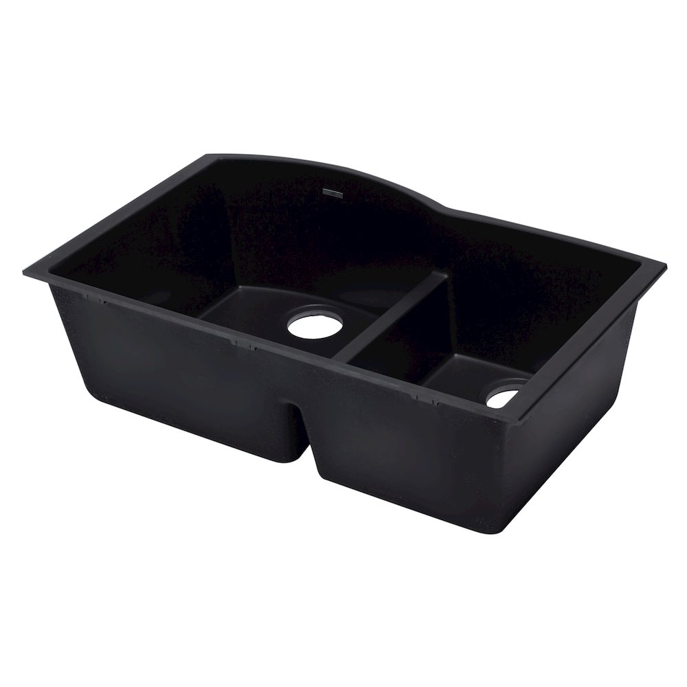 Black 33" Double Bowl Undermount Granite Composite Kitchen Sink. Picture 1
