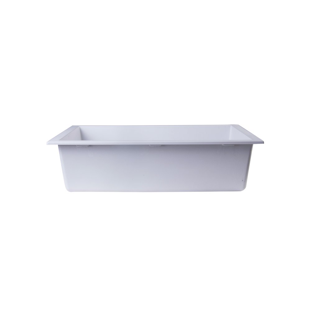 White 30" Undermount Single Bowl Granite Composite Kitchen Sink. Picture 6