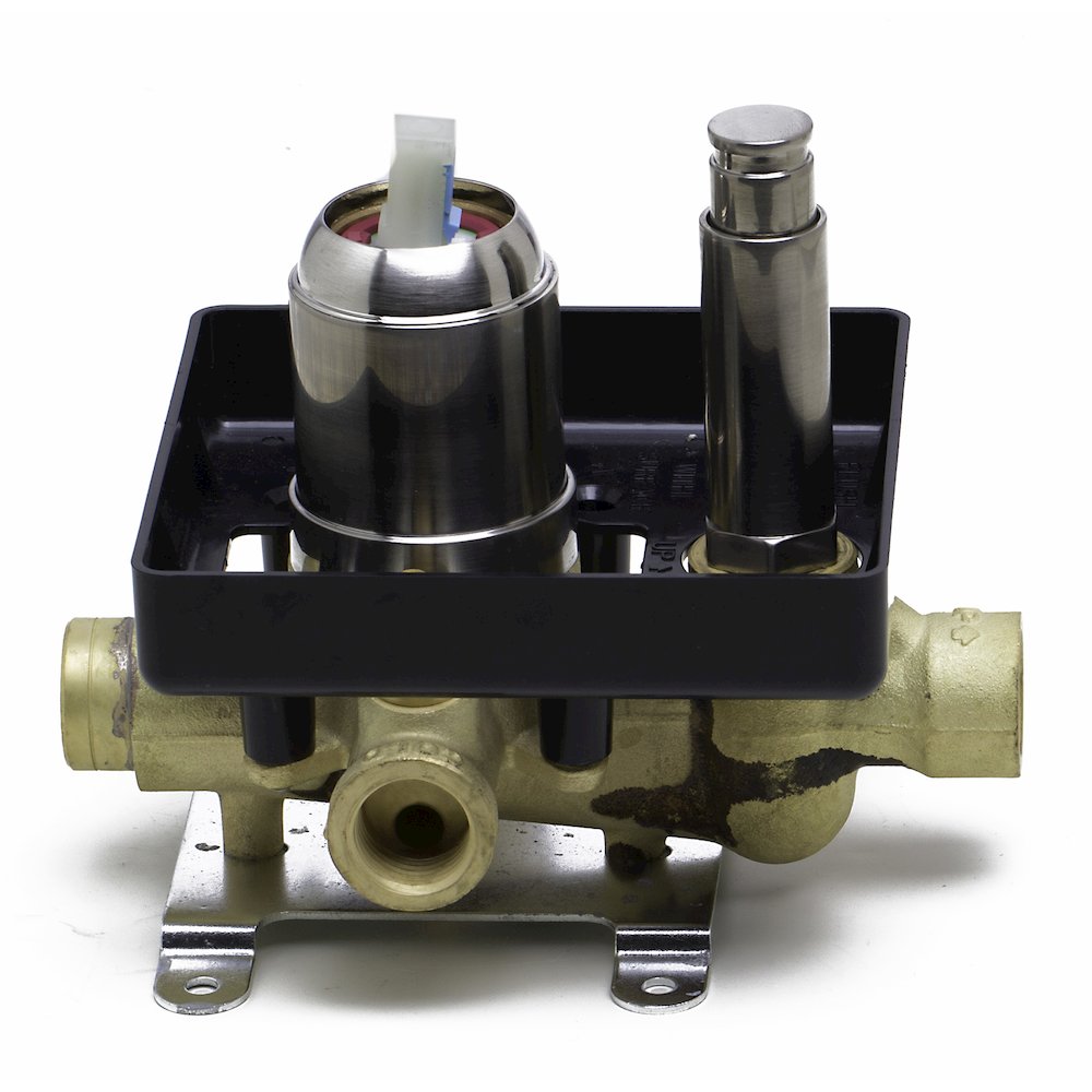 Brushed Nickel Shower Valve Mixer with Square Lever Handle and Diverter. Picture 4