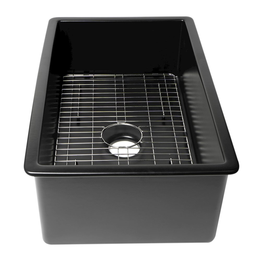 32" x 19" Fireclay Single Bowl Undermount / Drop In Kitchen Sink w Grid. Picture 5