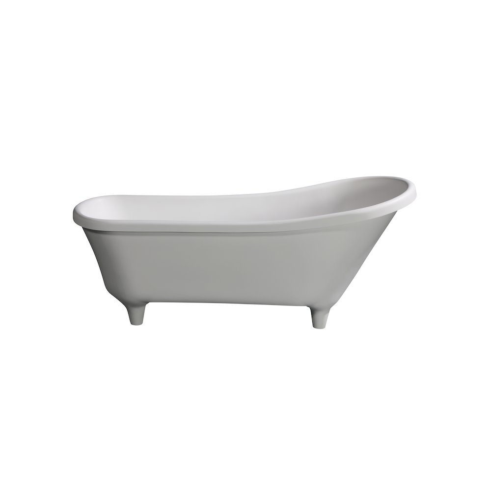 67" White Matte Clawfoot Solid Surface Resin Bathtub. Picture 5
