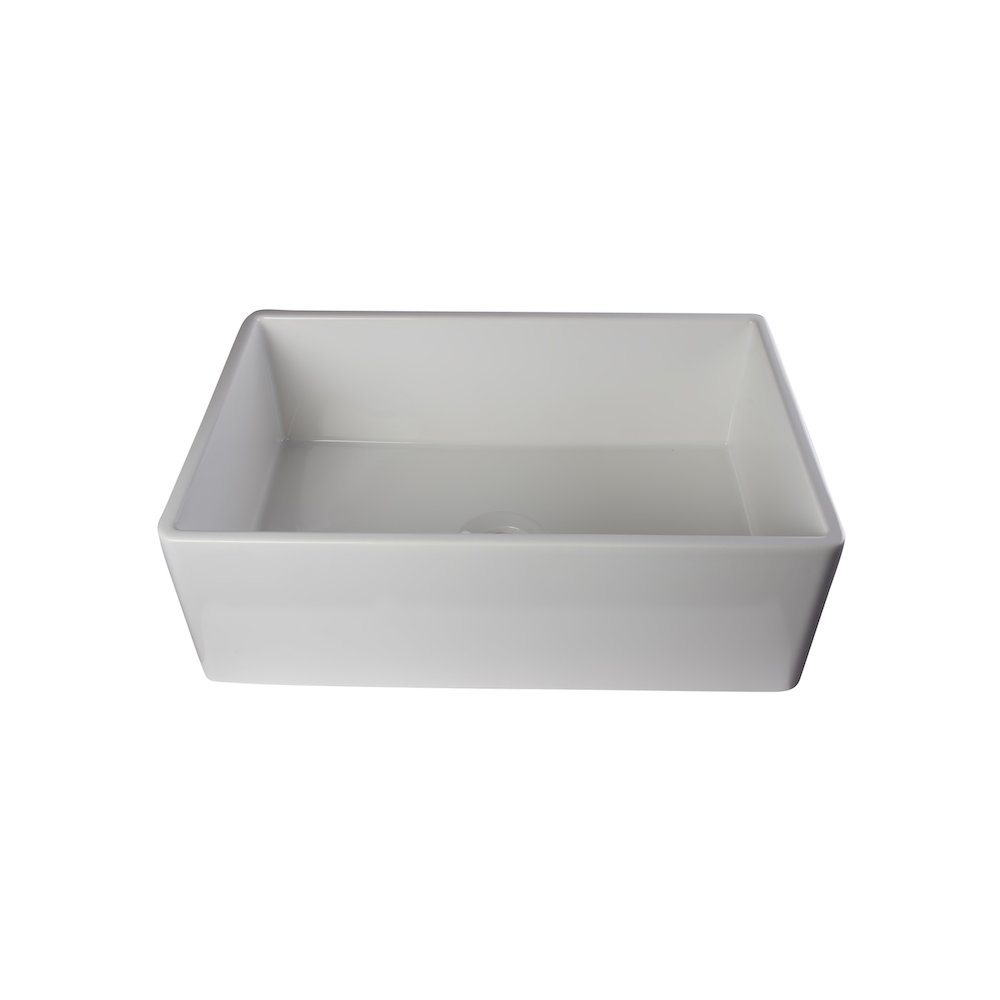 White 30" Contemporary Smooth Apron Fireclay Farmhouse Kitchen Sink. Picture 1