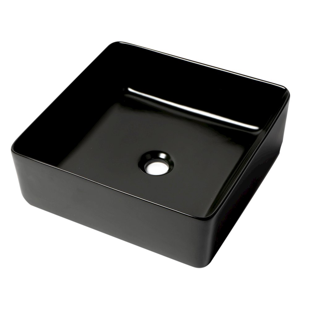 Black Matte 16" Modern Square Above Mount Ceramic Sink. Picture 1
