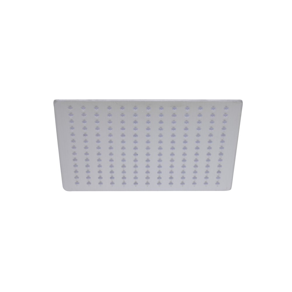 Solid Brushed Stainless Steel 12" Square Ultra Thin Rain Shower Head. Picture 2