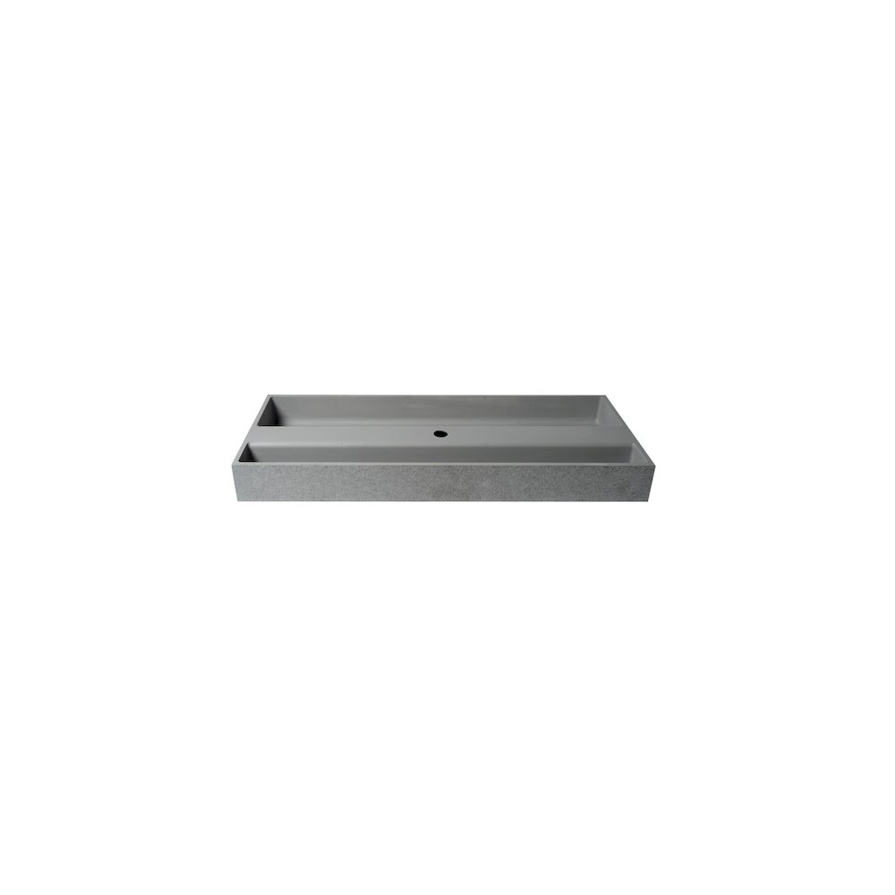 48" Solid Concrete Gray Matte Trough Sink for the Bathroom. Picture 5