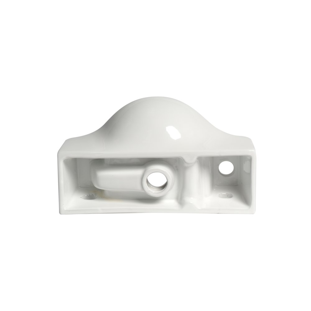 White 18" Small Wall Mounted Ceramic Sink with Faucet Hole. Picture 2